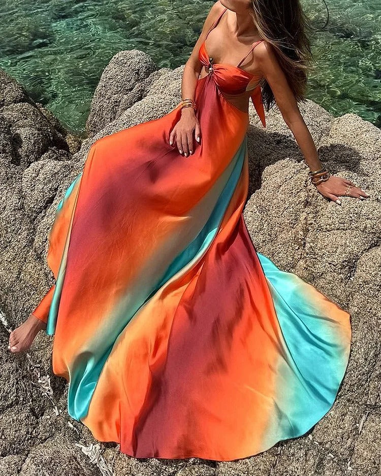 Leona - Gradient Bohemian Off-Shoulder Dress
