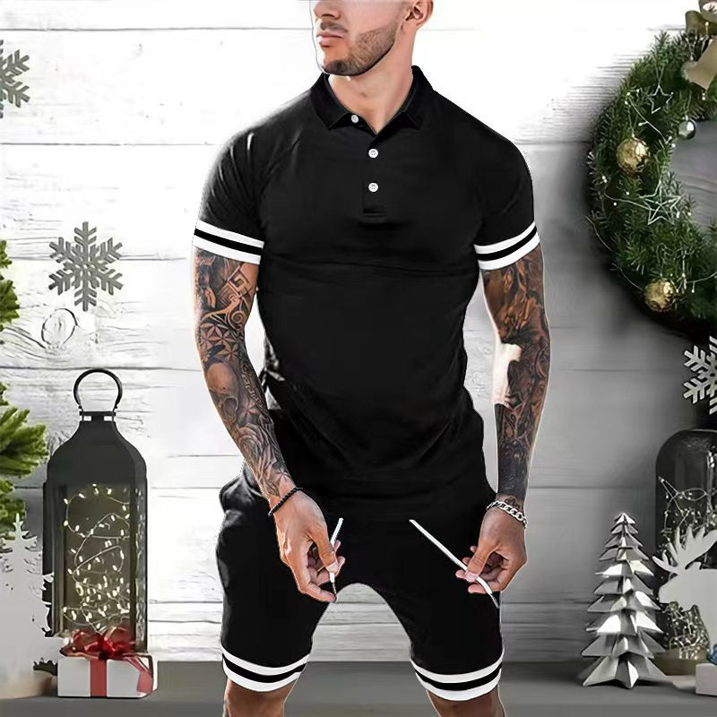 Men’s Polo Shirt – Slim Fit – Cotton Blend – Short Sleeve – Stripe Trim Collar