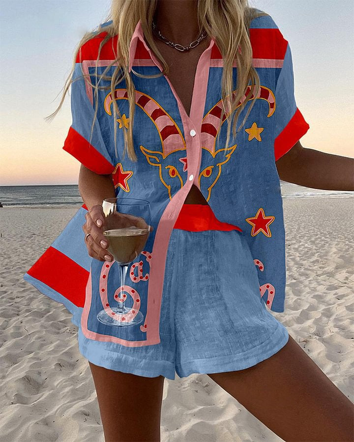 Beatrice | Caprine Print Linen Co‑ord