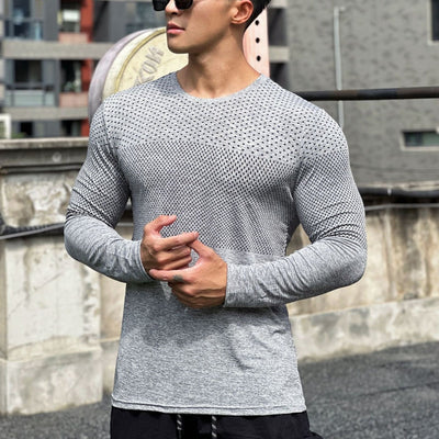 Men’s Long Sleeve Performance Shirt – Slim Fit – Breathable Mesh – Athletic Design