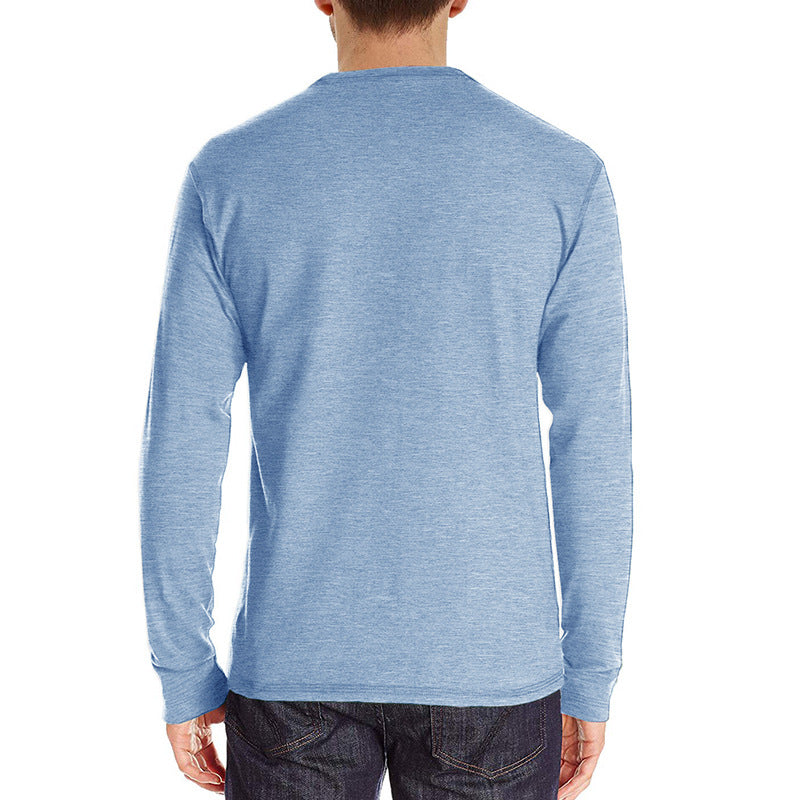 Men's long sleeve tee with button-down collar and chest pocket