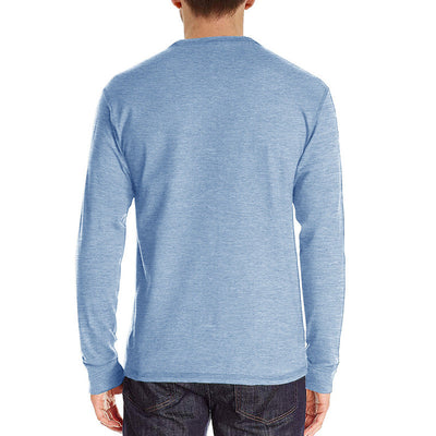 Men's long sleeve tee with button-down collar and chest pocket