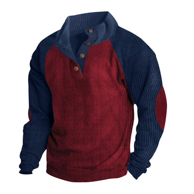 Men’s Sweatshirt – Textured Knit – Regular Fit – Button Placket – Raglan Sleeves