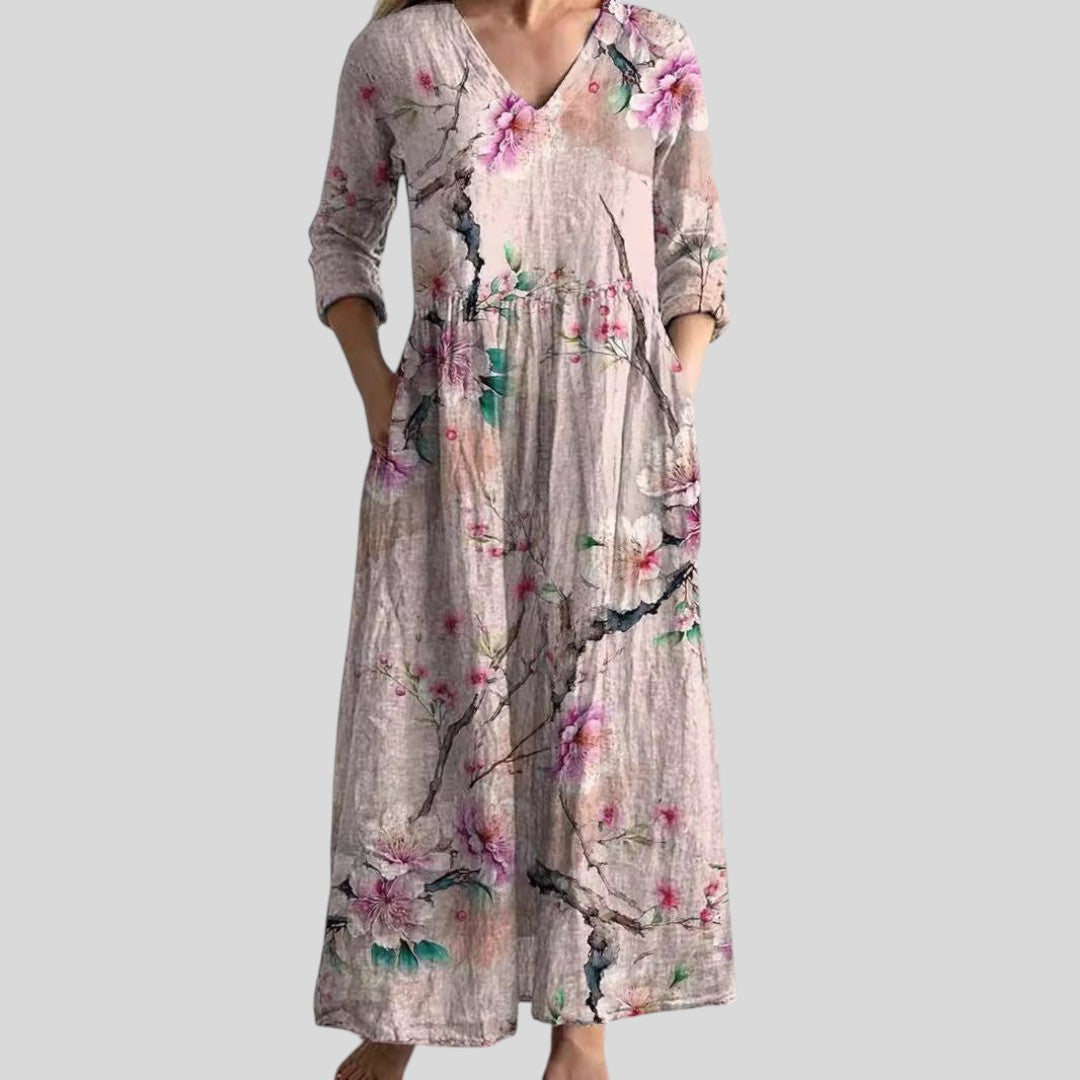 Ivory | Floral Whimsy Boho Maxi Dress