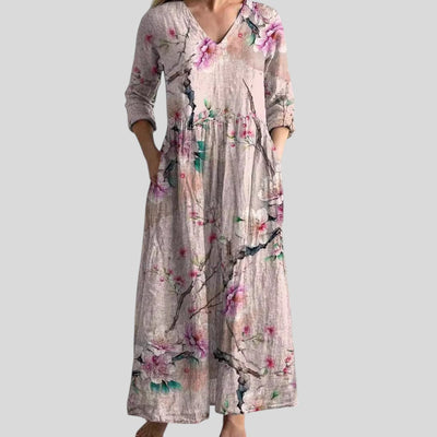 Ivory | Floral Whimsy Boho Maxi Dress