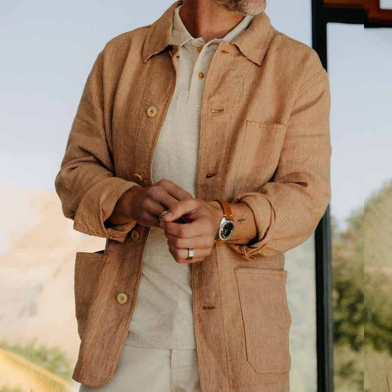 Men’s Corduroy Jacket – Relaxed Fit – Button Front – Classic Collar – Patch Pockets