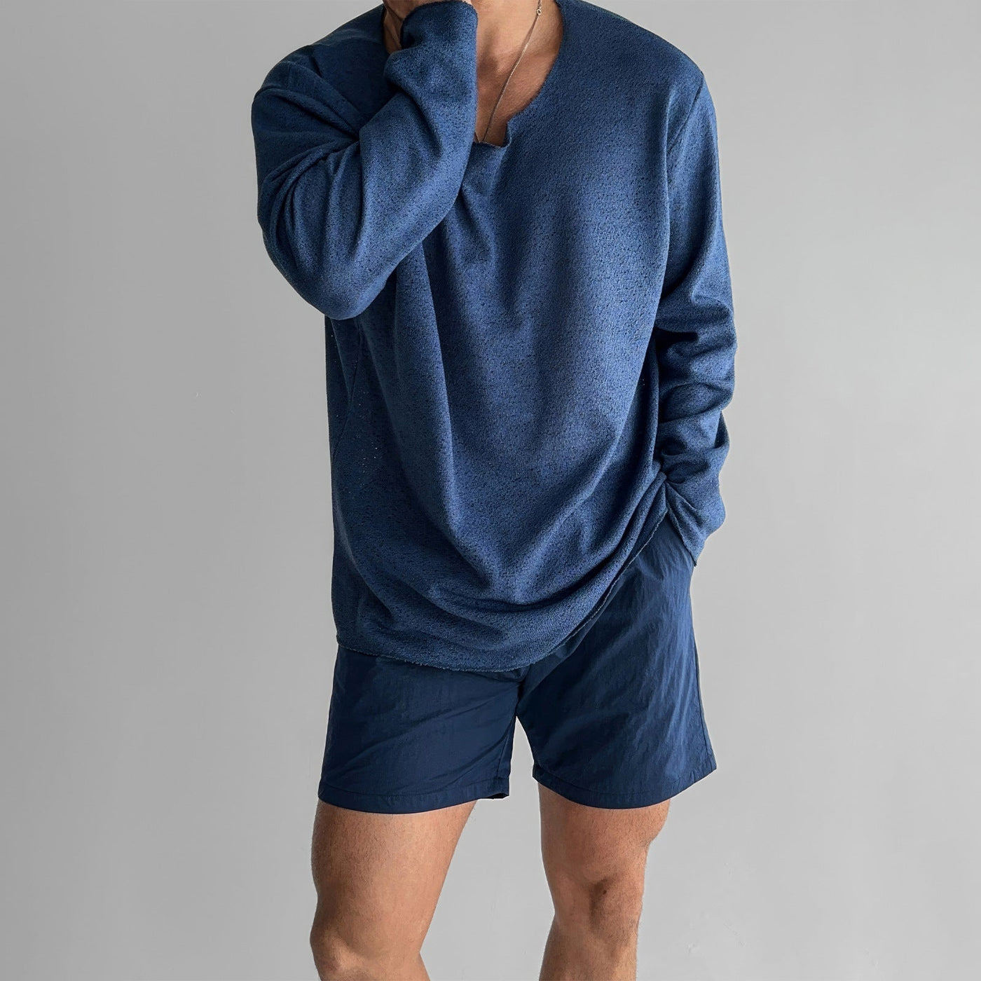 Men’s Sweater – Oversized Fit – Fine Knit Cotton Blend – Lightweight Breathable Long Sleeve