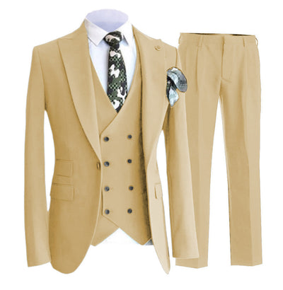 Men’s Formal Waistcoat – Slim Fit – Wool Blend – Double-Breasted – Peaked Lapel