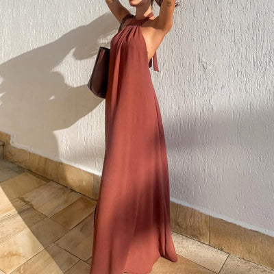 Women’s Maxi Dress – Halter Neck – Sleeveless – Flowing Fit – Lightweight Fabric