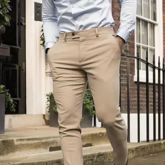 Men’s Trousers – Slim Fit – Tapered Leg – Cotton Blend Stretch – Business Casual