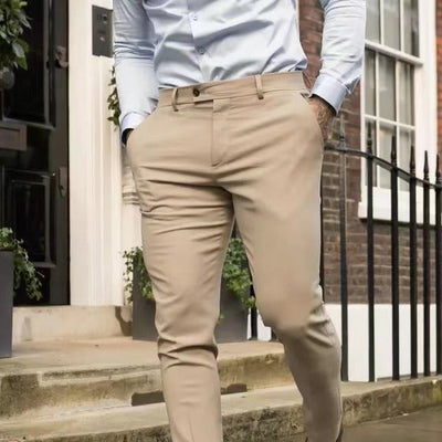 Men’s Trousers – Slim Fit – Tapered Leg – Cotton Blend Stretch – Business Casual