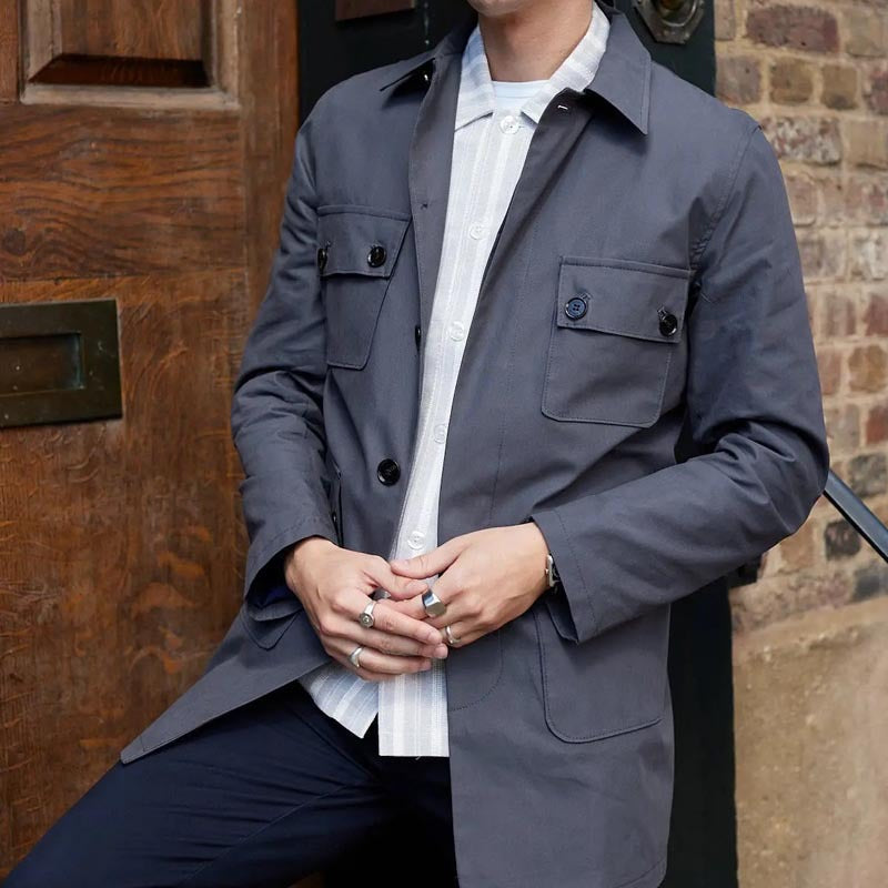 Men’s Utility Jacket – Regular Fit – Cotton Blend – Button-Up – Multi-Pocket Design