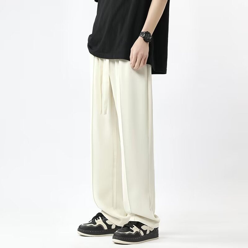Unisex Wide-Leg Trousers – High Waist – Lightweight Draped Fit – Full Length Casual