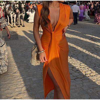 Feera™ | Elegant Party Dress with Deep Neckline