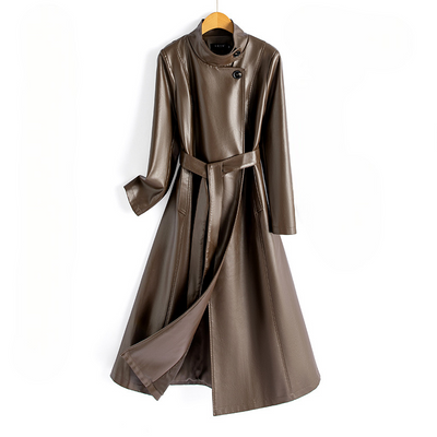 Claire Leather Wrap Coat