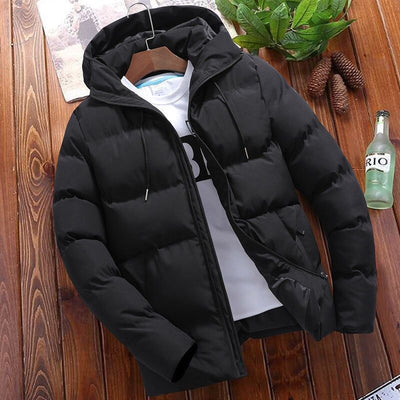 Men’s Puffer Coat – Oversized Fit – Quilted Cotton – Hooded Short Zip Jacket