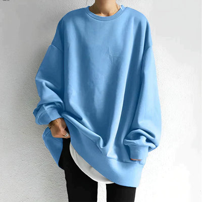Women’s Oversized Pullover – Knit Fabric – Drop Shoulder – Ribbed Hem – Long Sleeve