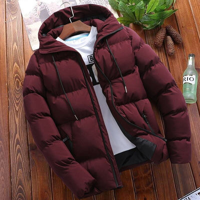Men’s Puffer Coat – Oversized Fit – Quilted Cotton – Hooded Short Zip Jacket