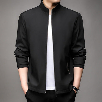 Men’s Jacket – Tailored Fit – Stand Collar – Zip Front – Lightweight Business Casual
