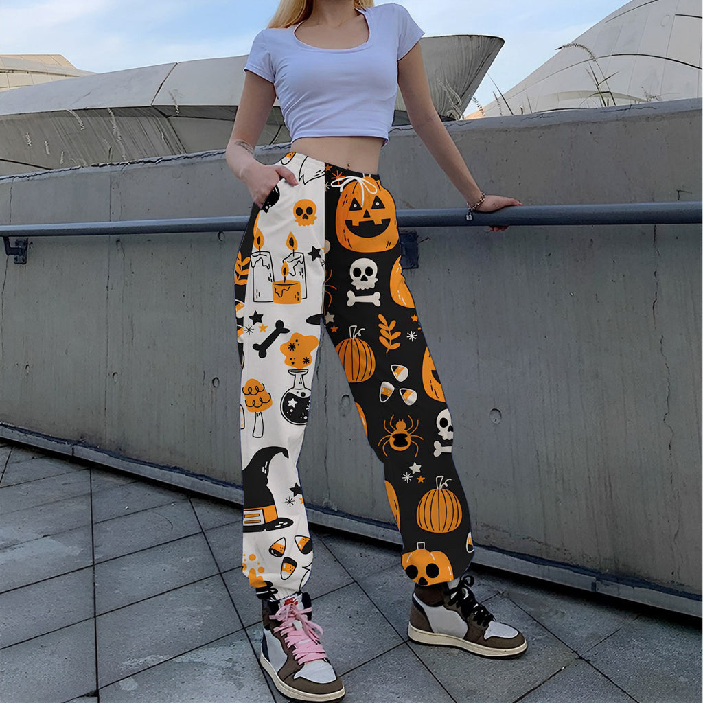 Women’s Leisure Trousers – Relaxed Fit – Cotton – Drawstring Waist – Full Length – Pockets