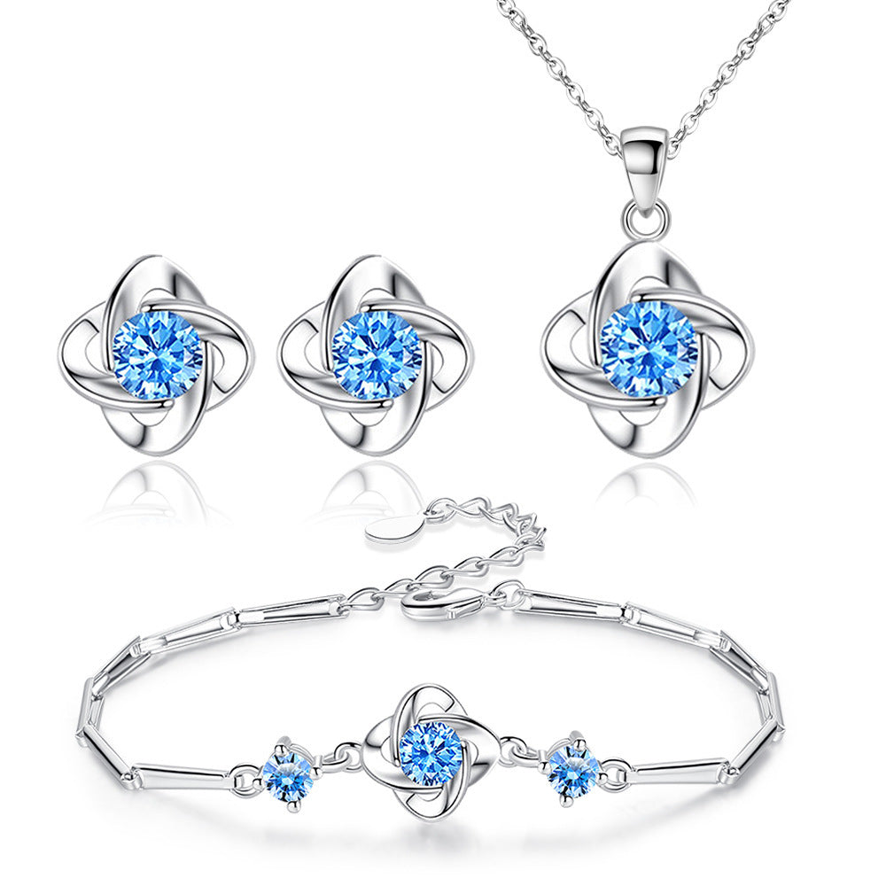 Seren Clover Loop Set Blue | White Gold 16k