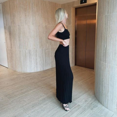 Women’s Tank Top – Cropped Slim Fit – Ribbed Knit – Square Neck – Matching Set