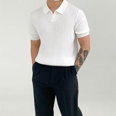 Men’s Polo Shirt – Ribbed Knit – Standard Fit – Short Sleeve – Breathable Casual Wear