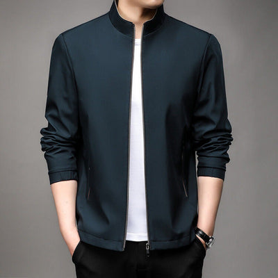 Men’s Jacket – Tailored Fit – Stand Collar – Zip Front – Lightweight Business Casual