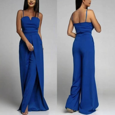 Women’s Jumpsuit – Strapless Slim Fit – Wide Leg Split – Tailored Elegant Design
