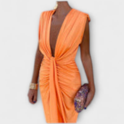 Leonora - Sophisticated Deep V-Neck Dress