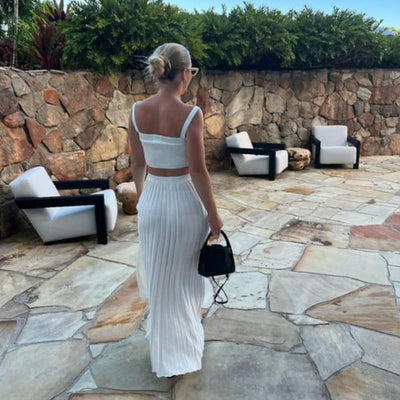 Women’s Tank Top – Cropped Slim Fit – Ribbed Knit – Square Neck – Matching Set