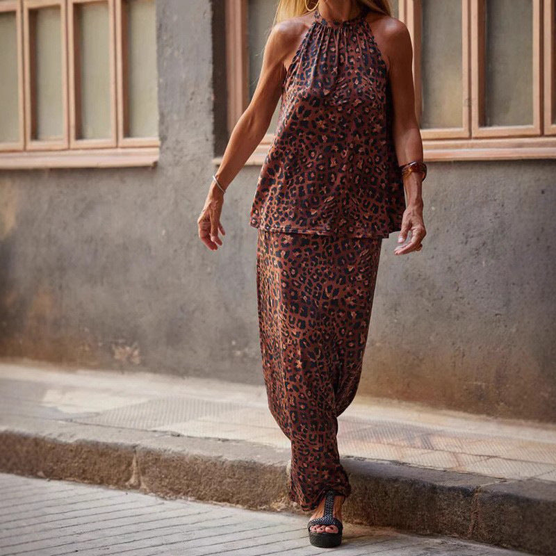 Women’s Two-Piece Set – Halter Neck Top – Long Flowing Skirt – Lightweight Fabric