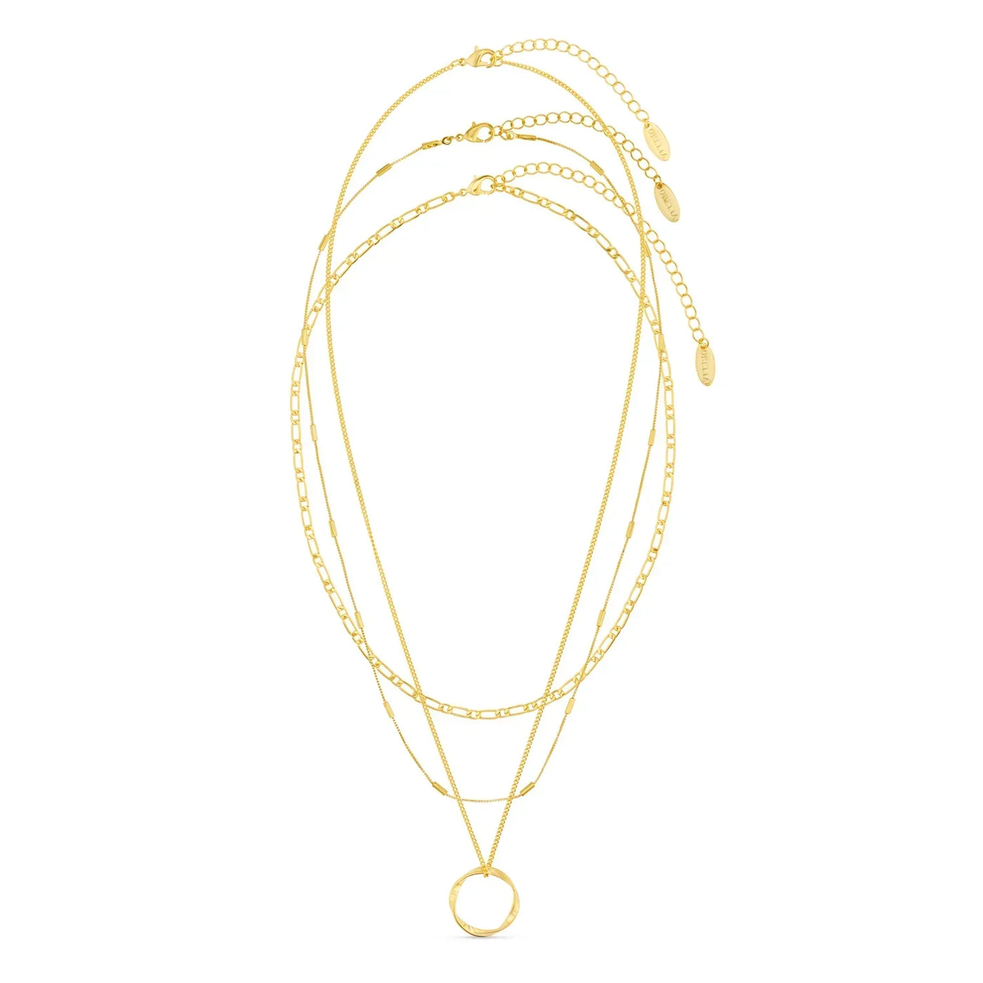 Open Circle Three Row Necklace | White Gold 18k