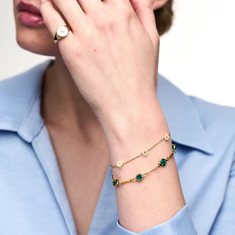Emerald Link Chain Bracelet | Gold