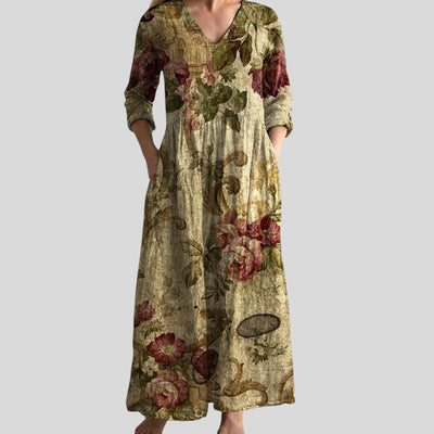 Ivory | Floral Whimsy Boho Maxi Dress