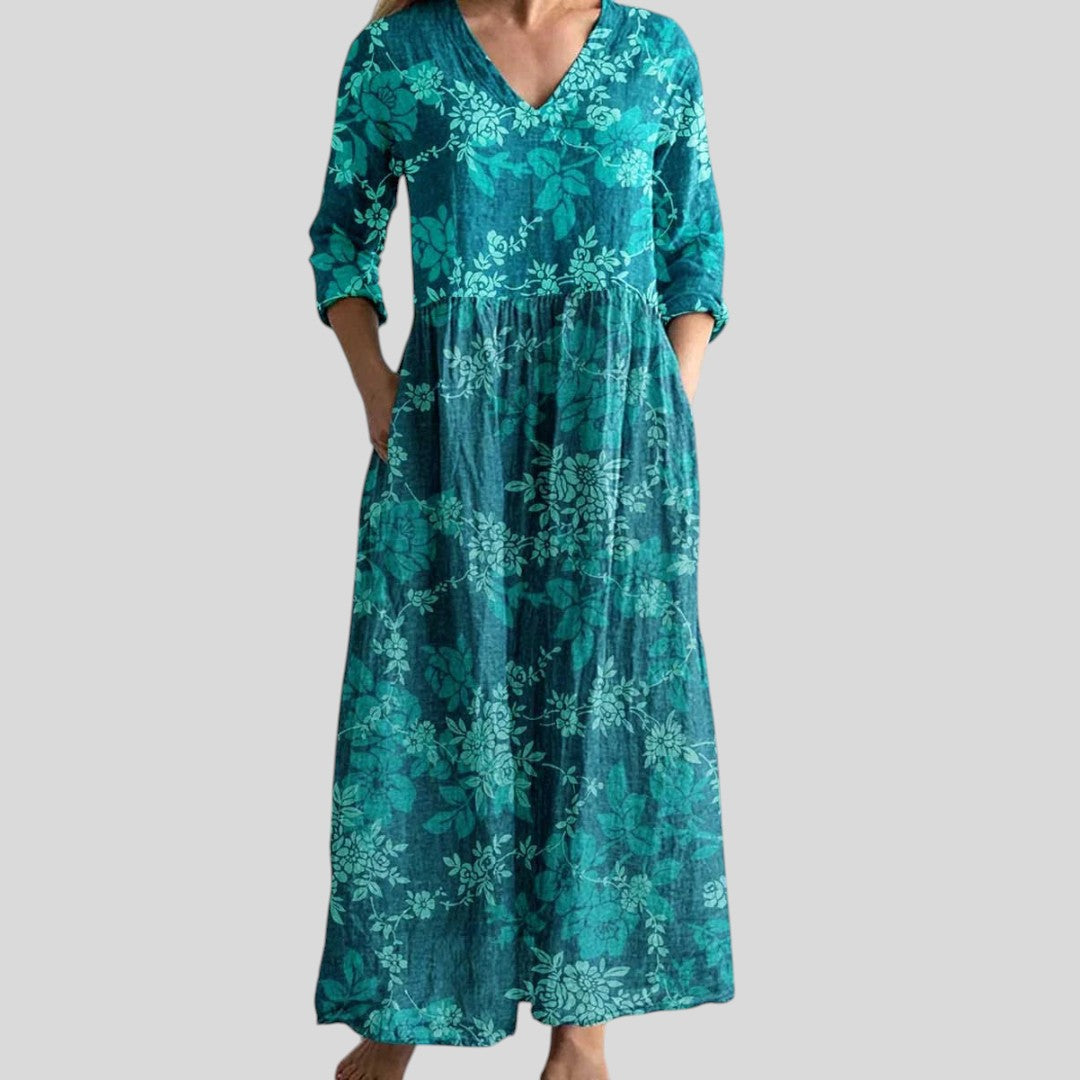 Ivory | Floral Whimsy Boho Maxi Dress