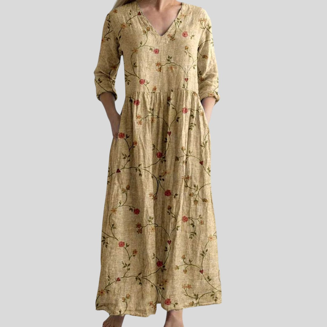 Ivory | Floral Whimsy Boho Maxi Dress