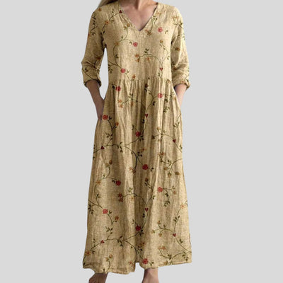 Ivory | Floral Whimsy Boho Maxi Dress