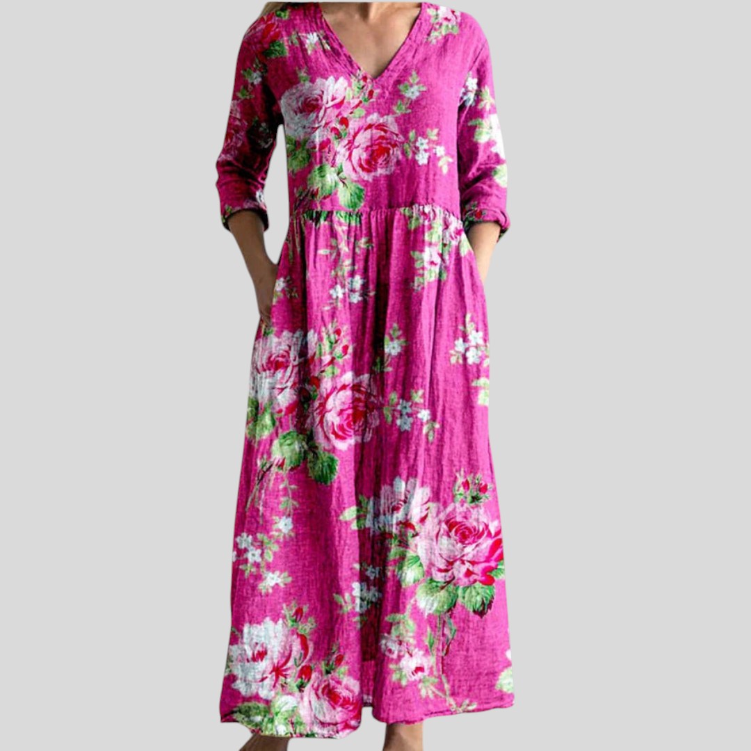 Ivory | Floral Whimsy Boho Maxi Dress