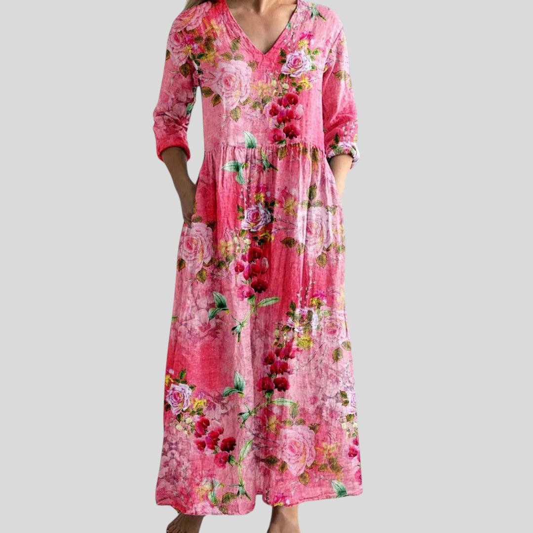 Ivory | Floral Whimsy Boho Maxi Dress