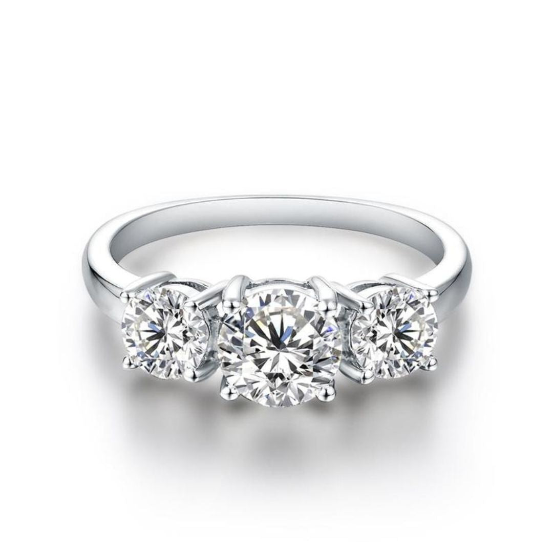 Clare Triple Stone Ring | White gold 16k