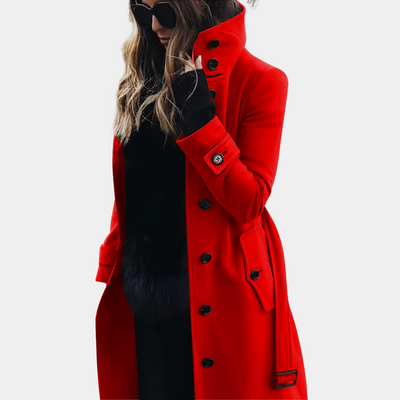 Avencea - Trench Coat for Women in Red, Khaki, Dark Gray, and Black