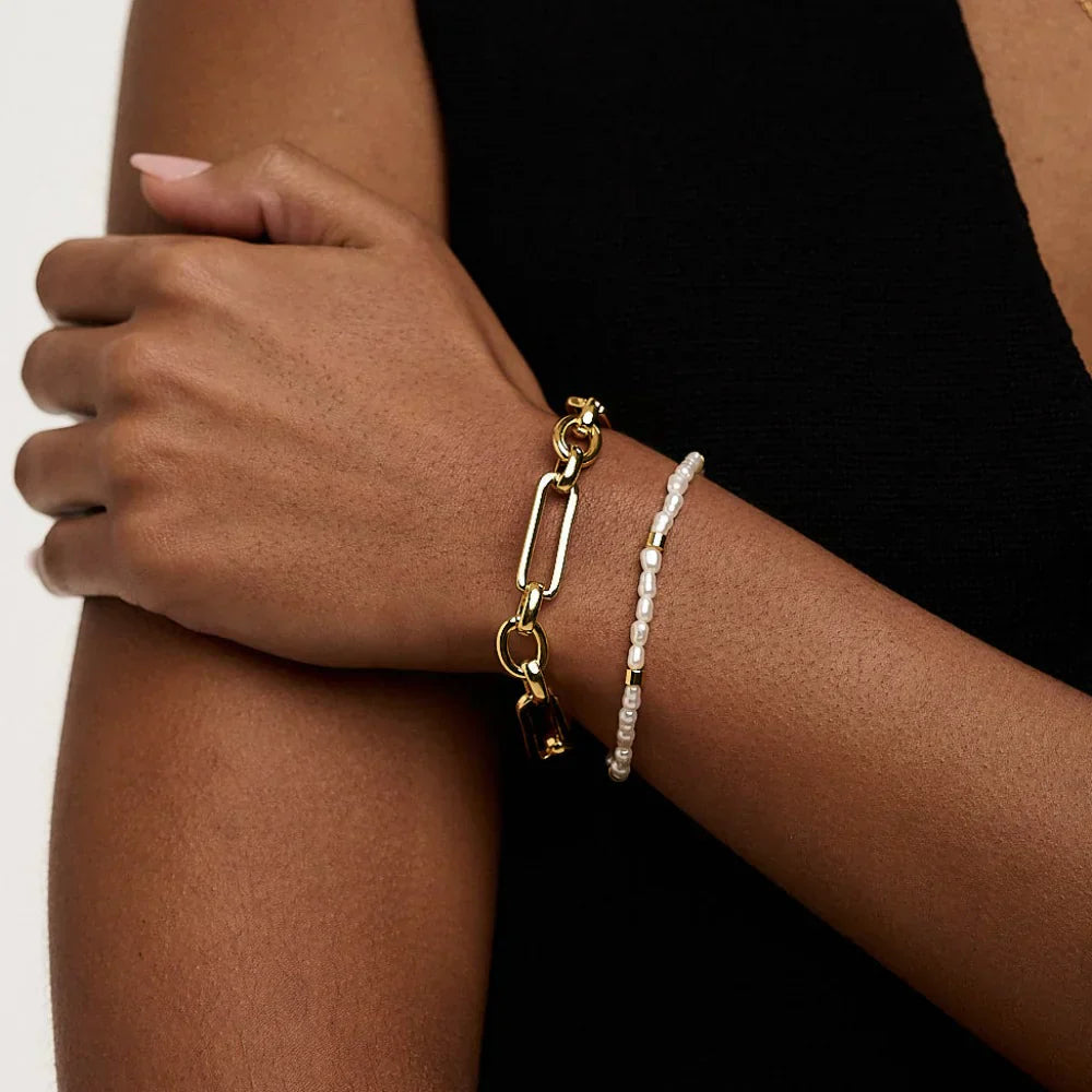 Link T-Bar Bracelet | White Gold 16k
