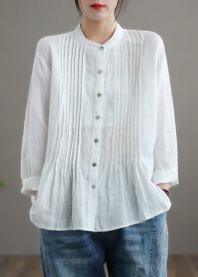 Ramie Blouse - White Linen Shirt Tunics Women