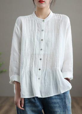 Ramie Blouse - White Linen Shirt Tunics Women