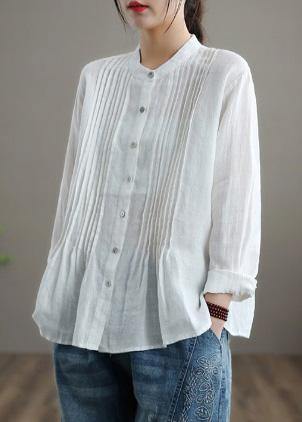 Ramie Blouse - White Linen Shirt Tunics Women