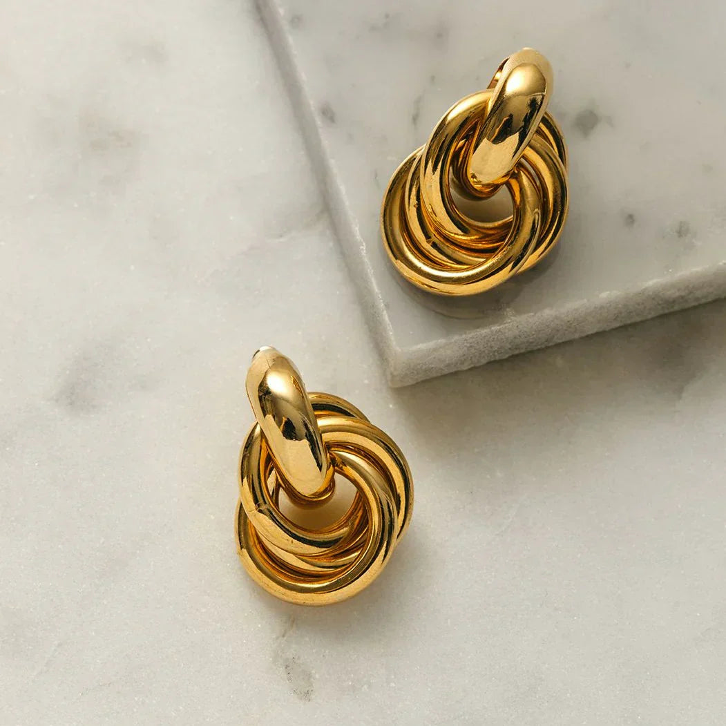 Statement Interlocking Earrings | White Gold 14k