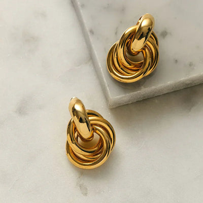 Statement Interlocking Earrings | White Gold 14k