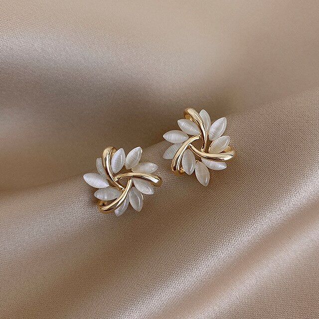 Pacifica | White Opal Earrings in Gold