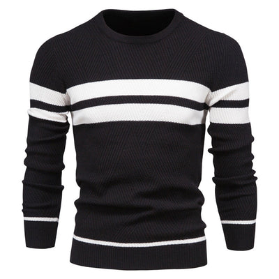 Men’s Sweater – Slim Fit Knit – Ribbed Texture – Geometric Pattern – Crew Neck